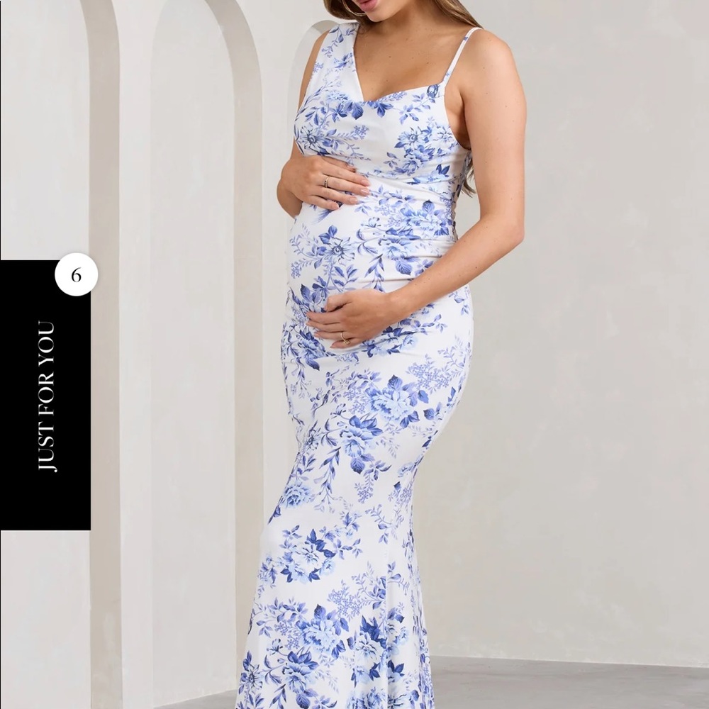 Blue floral maternity dress